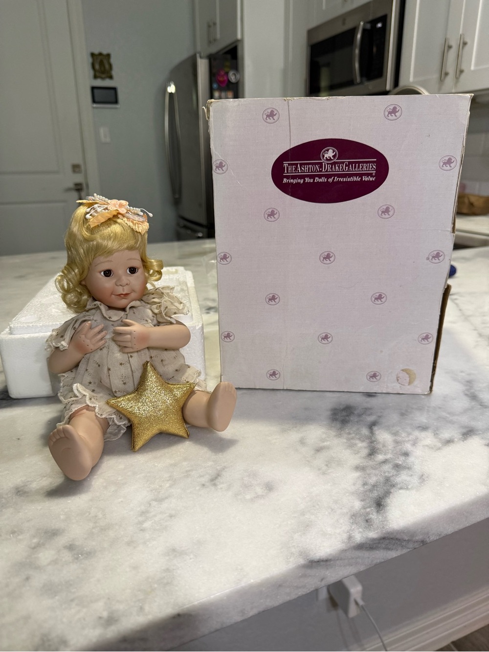 Lucky Star Porcelain Angel Doll by artist Cindy McClure 1995